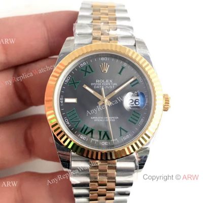 (EW) Best Quality Copy Rolex Datejust II 3235 Watch 2-Tone Jubilee Green Roman